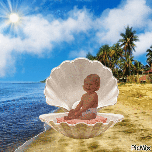 Baby in shell - Ingyenes animált GIF
