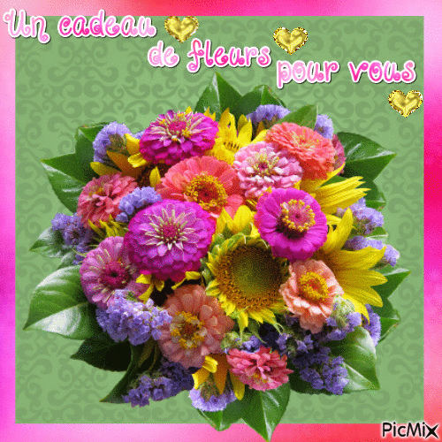 Un cadeau de fleurs pour vous - Darmowy animowany GIF