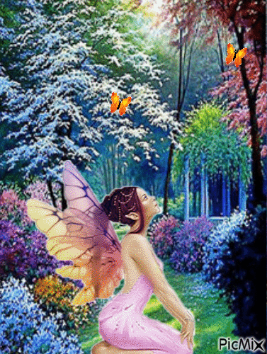 angel in the garden - Darmowy animowany GIF