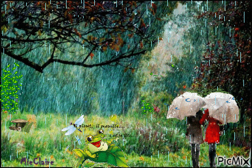 balade sous la pluie - Bezmaksas animēts GIF