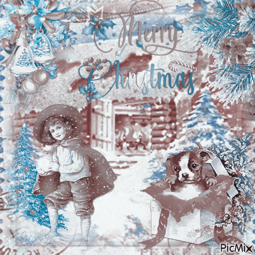 Merry Christmas vintage - Бесплатный анимированный гифка
