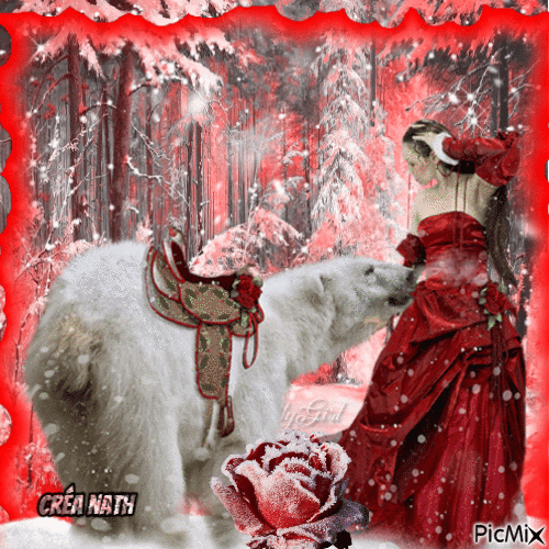 Femme et ours🐻🐻 - Free animated GIF