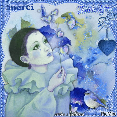 Pierrot _ tons bleu - Бесплатный анимированный гифка