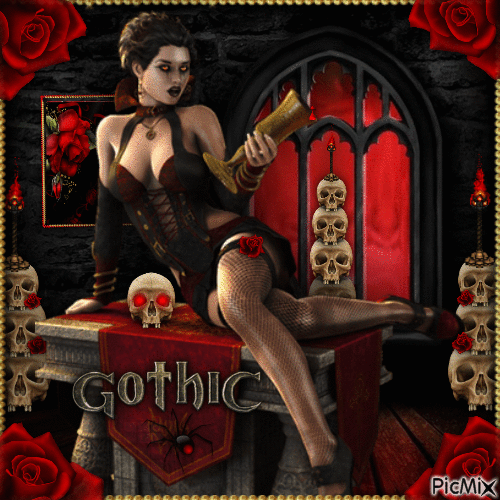 Gothic Woman-RM-03-13-24 - Free animated GIF