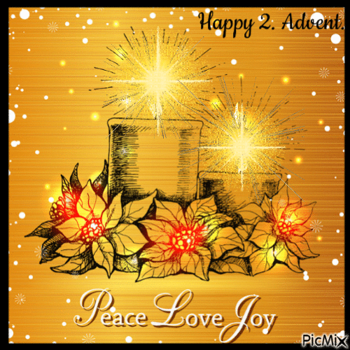 Happy 2. Advent. Peace, Love, Joy - GIF animado gratis
