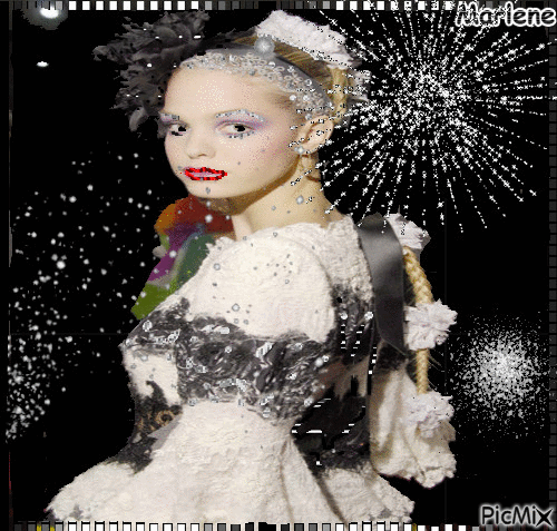 Portrait Girl Deco Glitter Colors Glamour - GIF animé gratuit