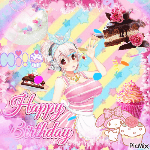 🎂Kawaii birthday card! - Gratis animerad GIF
