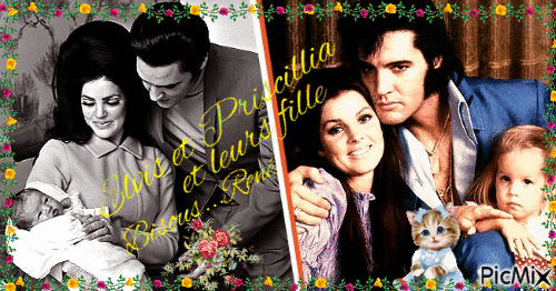 Elvis et Priscilla et leurs fille - Gratis animeret GIF