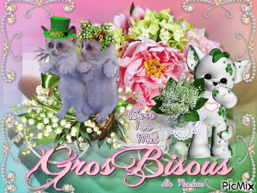 Bon 1er Mai Gros bisous - Бесплатный анимированный гифка