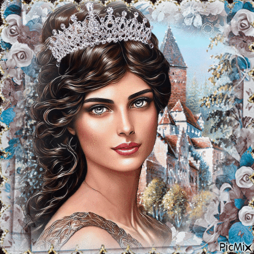 A princess and roses - Бесплатный анимированный гифка