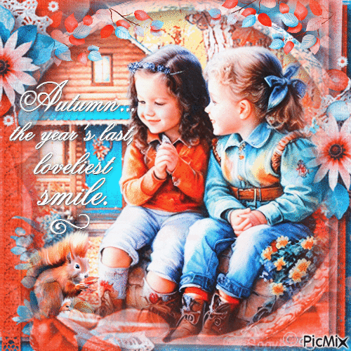 Autumn friends children girl - Besplatni animirani GIF