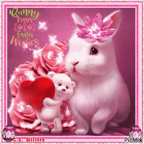 Bunny Kisses & Easter Wishes - GIF animado gratis