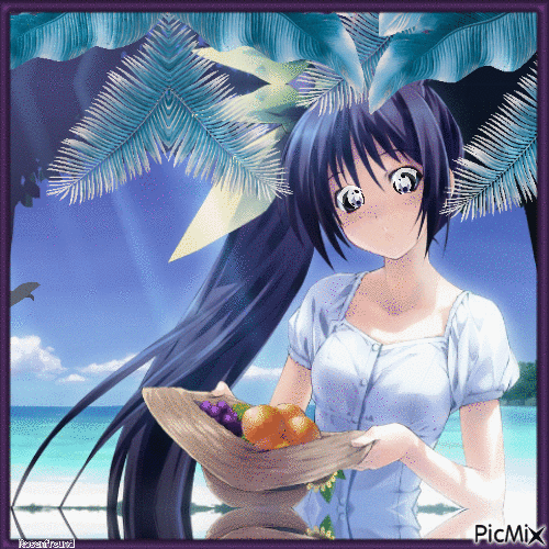 Fruits Beach and Manga - Nemokamas animacinis gif