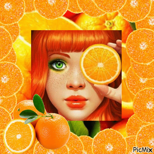 Girl with Oranges - Бесплатный анимированный гифка