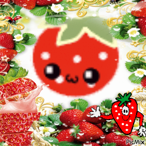 La fraise mignonne - GIF animé gratuit
