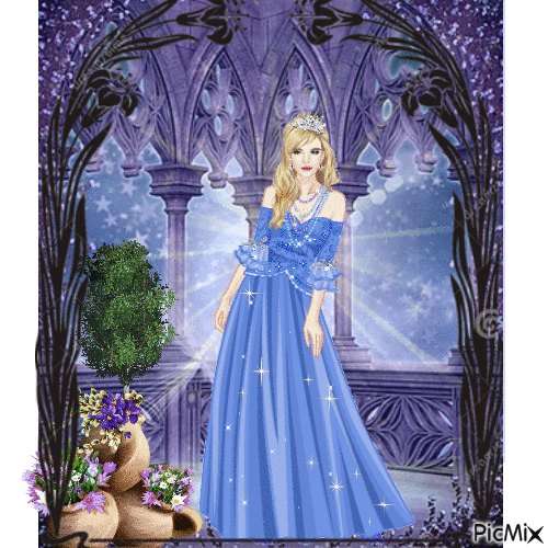 Una princesa en tonos azules - 無料のアニメーション GIF