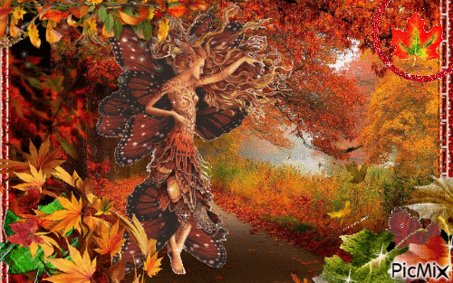 Fairy In Autumn - Animovaný GIF zadarmo