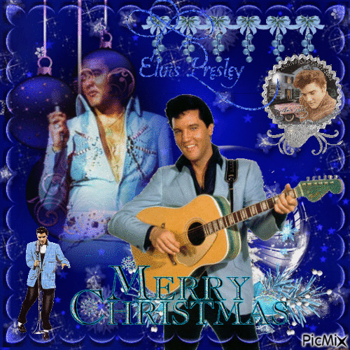Elvis Blue Christmas - Darmowy animowany GIF