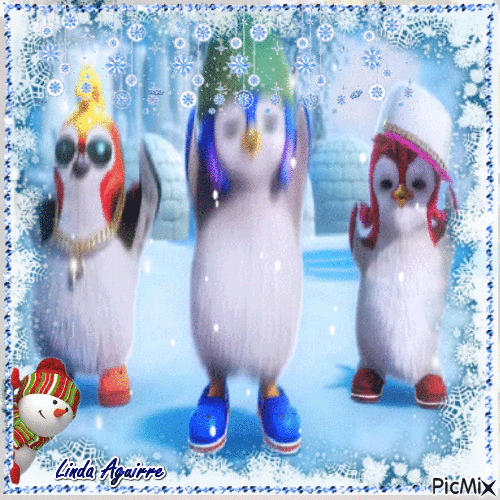 Pinguins dance bananamu by Linda Aguirre - GIF animado gratis