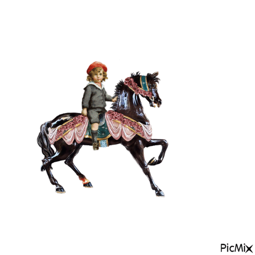 Boy riding carousel horse - GIF animate gratis