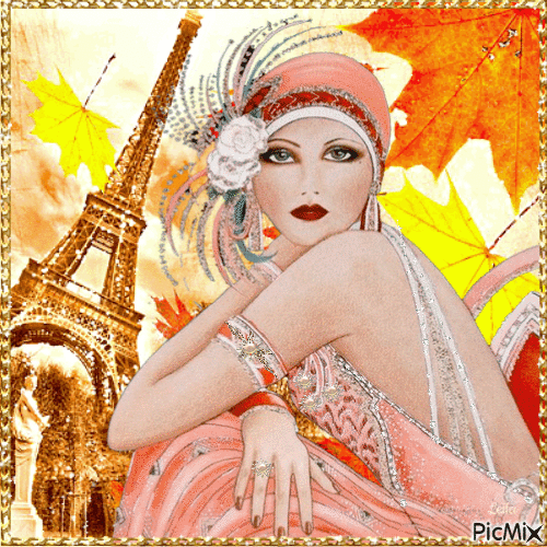 Flapper in Paris in the 1920s - Nemokamas animacinis gif