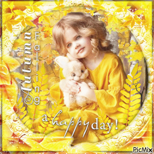 Autumn girl yellow children - Gratis animeret GIF