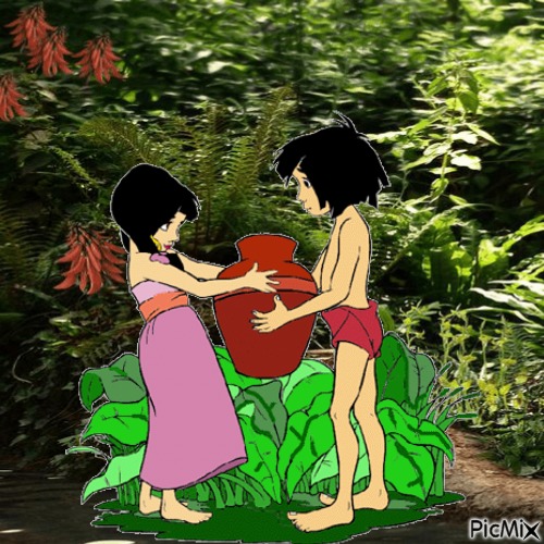 Mowgli and Shanti - PNG gratuit