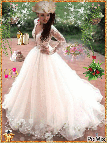 La mariée avec tous ses accessoires - GIF animé gratuit