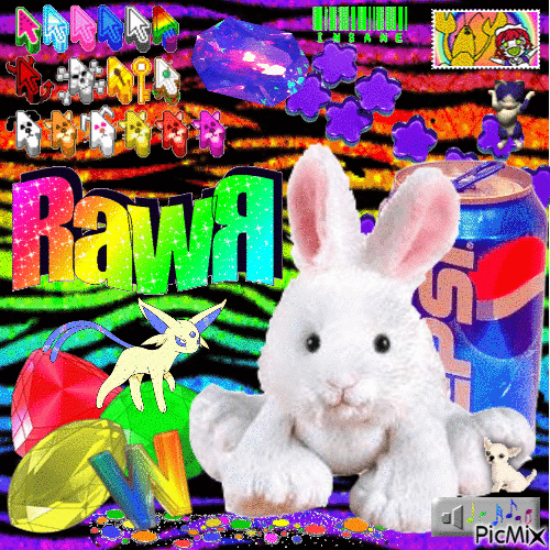 webkinz bunny rainbow scene - GIF animé gratuit