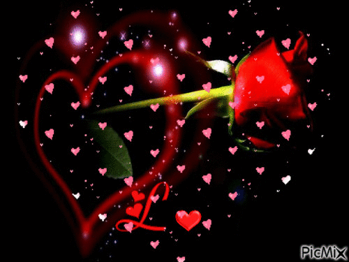 Love & heart & roses - GIF animado gratis