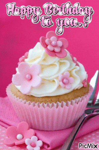 Happy Birthday Pink Cupcake! - Безплатен анимиран GIF