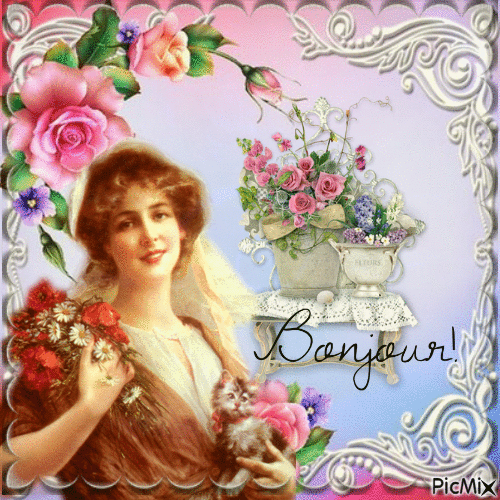 bonjour floral - Free animated GIF