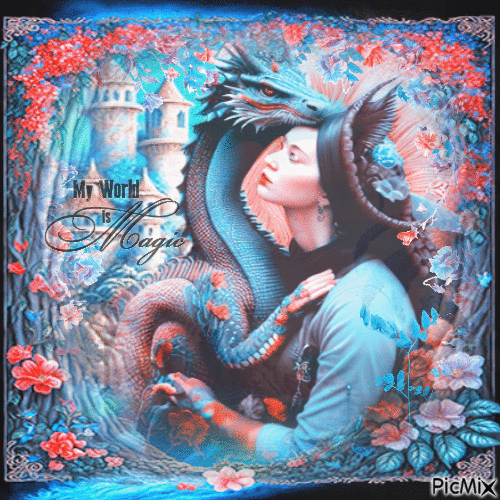 Woman fantasy dragon - Gratis animeret GIF
