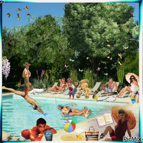 une journée à la piscine - 無料のアニメーション GIF