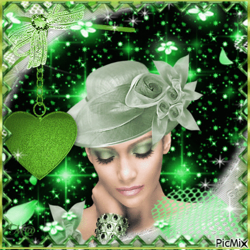 Lady In Green - Free animated GIF