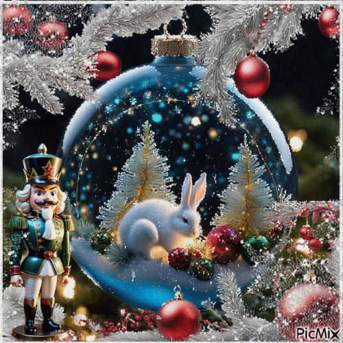Weihnachtskugel mit Tier - Безплатен анимиран GIF