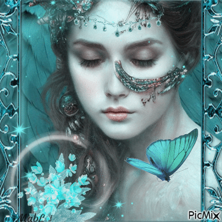 Portrait Fantasy Turquoise - Ingyenes animált GIF