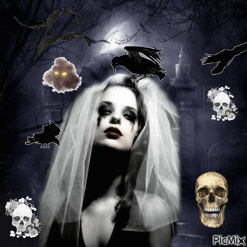 Gothique Gothique avec des corbeaux et des crânes - Ilmainen animoitu GIF