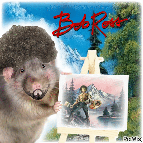 Bob Ross rat painting - GIF animé gratuit