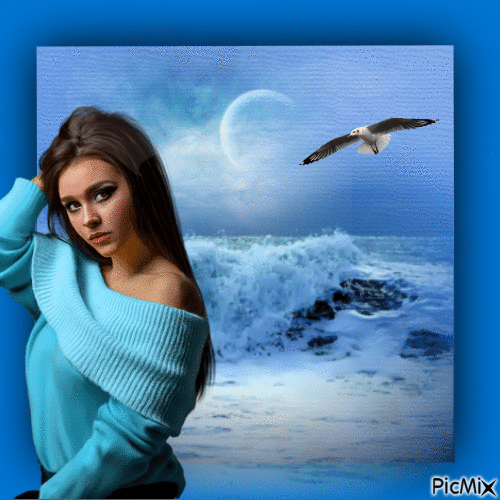 femme en bleu - Ilmainen animoitu GIF
