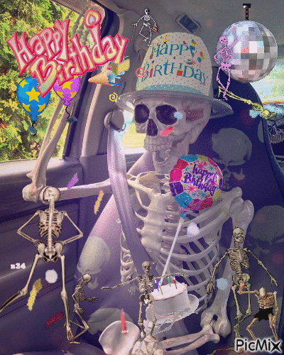 Skeleton Birthday - Бесплатный анимированный гифка