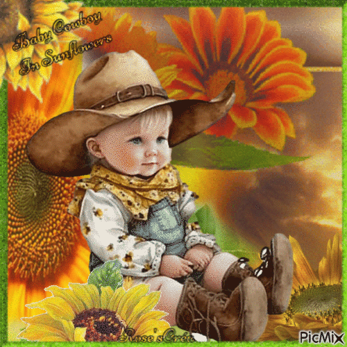 Concours : Tournesols et bébé cowboy - 無料のアニメーション GIF