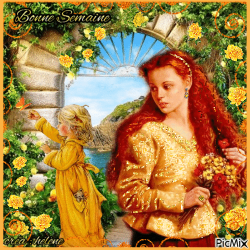 Chloé & Anaïs sous les roses jaunes - Gratis animeret GIF