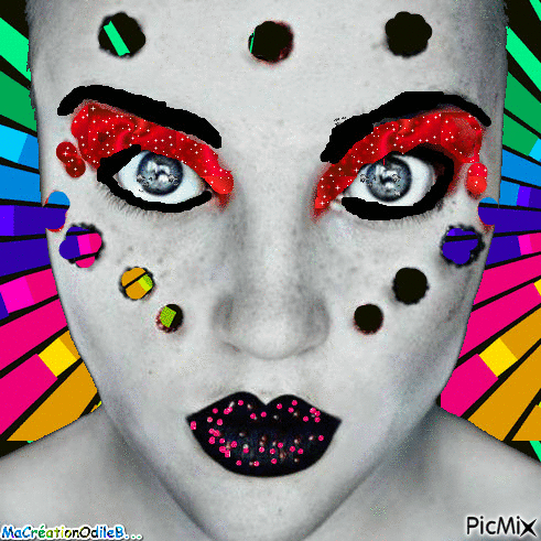 visage multicolore - Animovaný GIF zadarmo