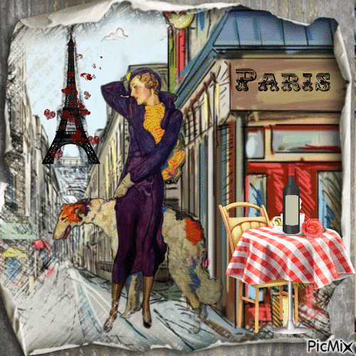 VINTAGE WOMAN IN PARIS - GIF animé gratuit