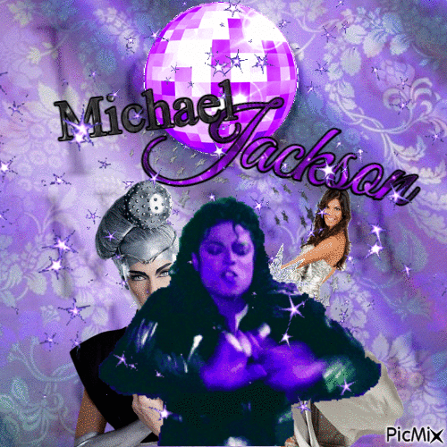 Michael Jackson Roxo e Prata - GIF animé gratuit