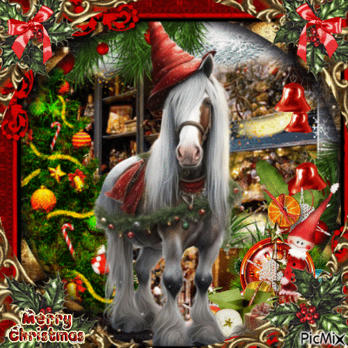 merry christmas for our horse lover :) - Free animated GIF