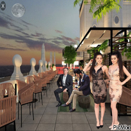gemelas en terraza - Darmowy animowany GIF