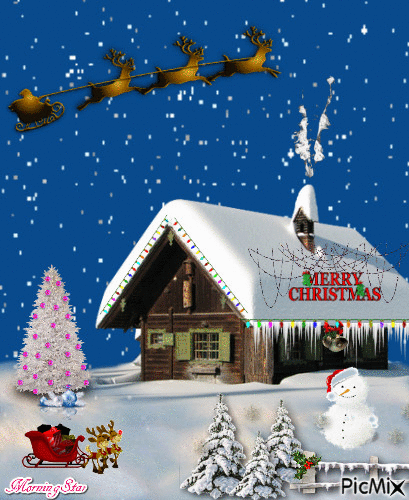 Christmas Cottage - Free animated GIF