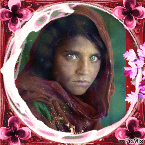 retrato, niña afgana, Steve McCurry - Zdarma animovaný GIF